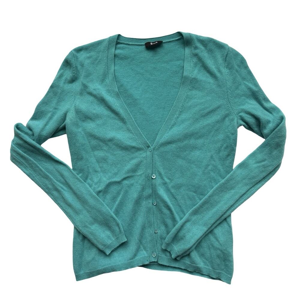 Harrods 100% Cashmere Button Up Sweater V Neck Size Small